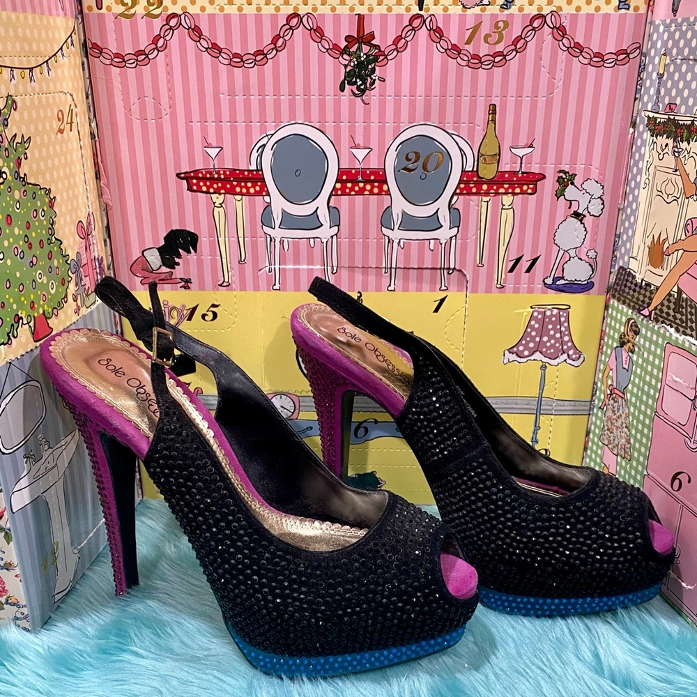Rhinestone 3 tones pumps